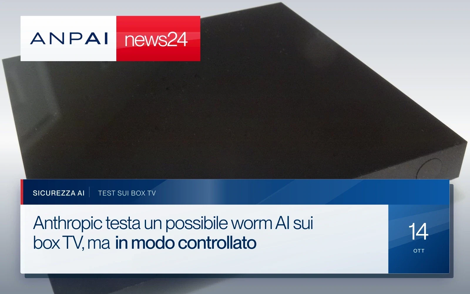 Un dispositivo Android TV nero con porte HDMI, USB ed Ethernet