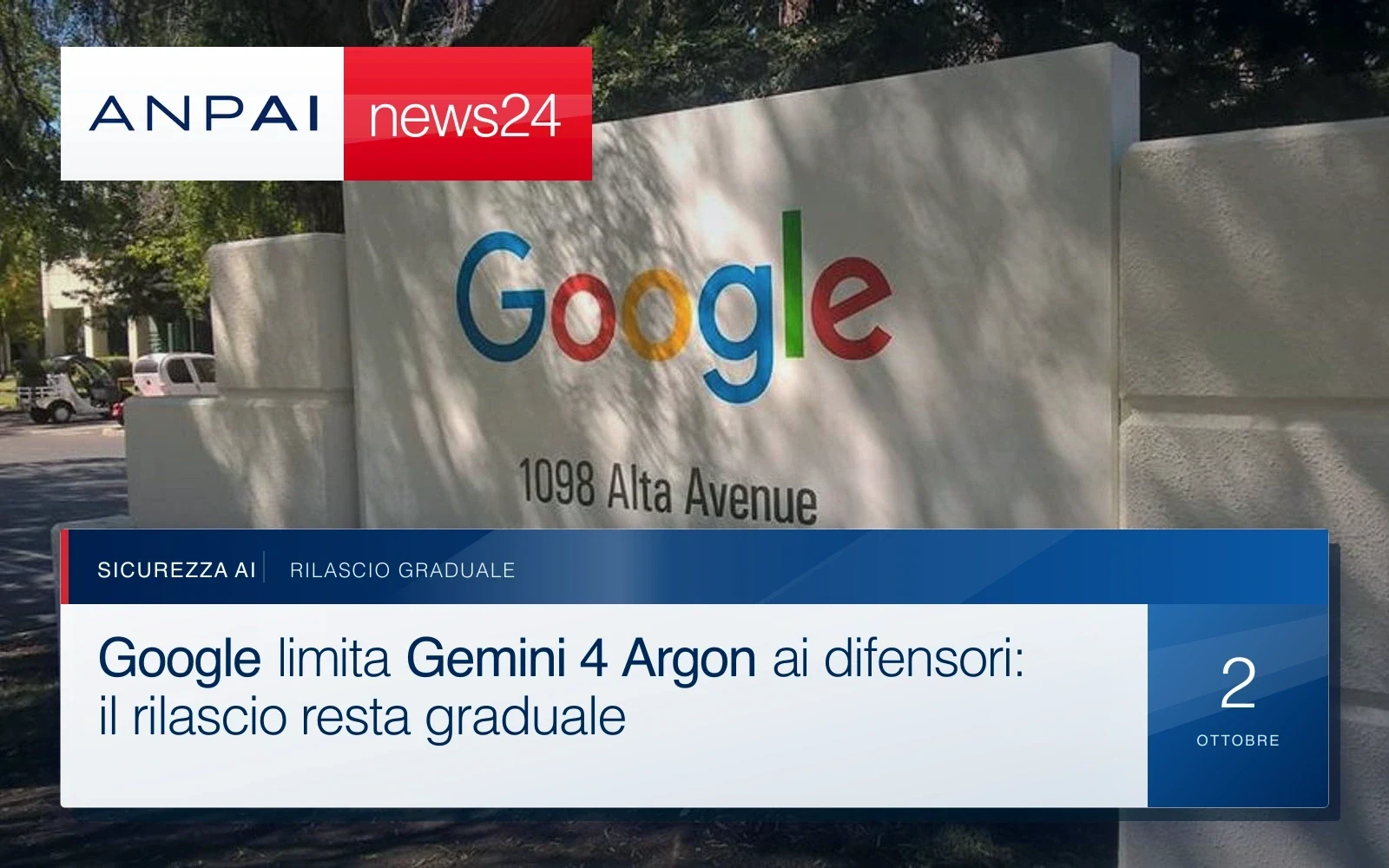 Il logo Google all’esterno di un campus dell’azienda in California.