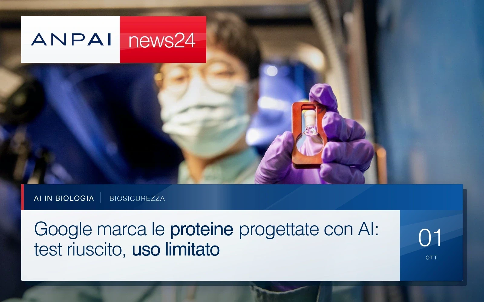 Un ricercatore in laboratorio manipola un campione in un esperimento di biologia molecolare.