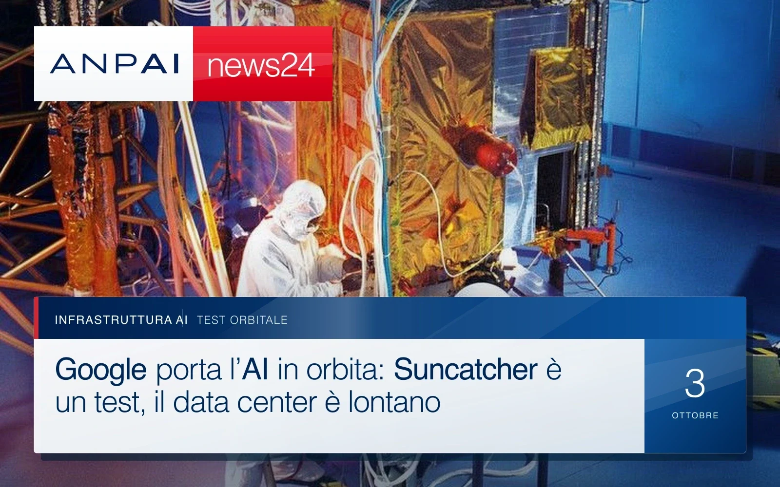 Un satellite meteorologico GOES-T durante l’assemblaggio in una camera pulita.