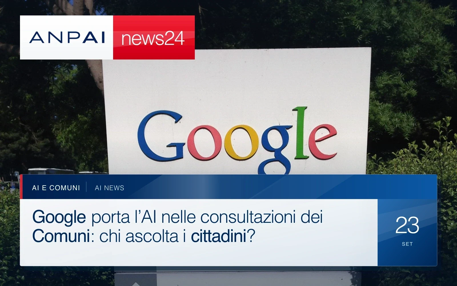 Insegna del campus Googleplex all’esterno della sede di Google.