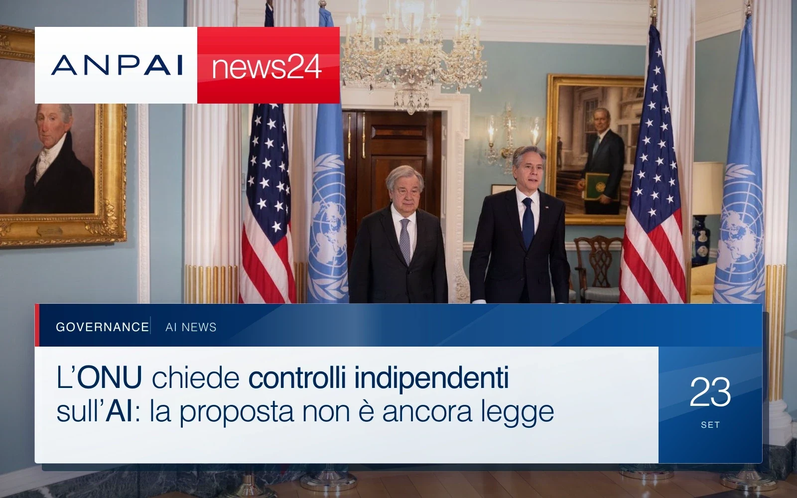 António Guterres incontra il segretario di Stato statunitense Antony Blinken.