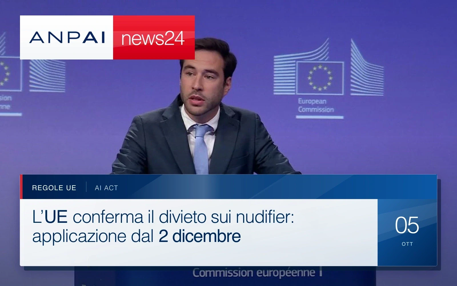 Il portavoce della Commissione europea Thomas Regnier durante il briefing del 1 ottobre 2026