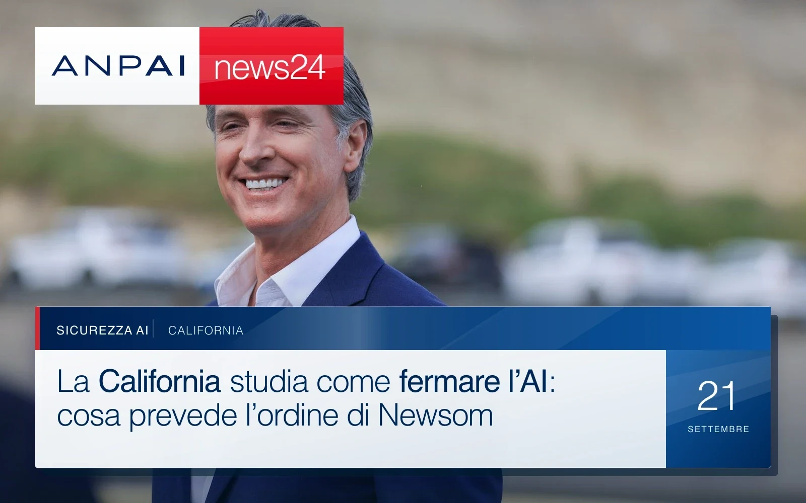 Gavin Newsom durante un intervento pubblico fotografato dal Bureau of Reclamation nell’aprile 2024.